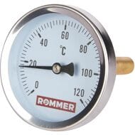 Термометр Rommer, 0-120*, 1/2", D63мм, гильза 75мм, заднее подкл. (аксиальное) RIM-0001-637515