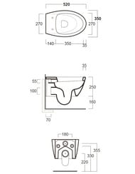 Унитаз подвесной Simas LFT SPAZIO (520х350х250) гориз. выпуск, белый LFT 18 bia