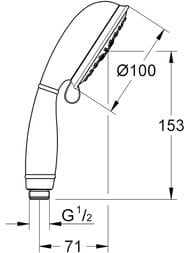 ������ ��� Grohe Tempesta Rustic 27608001  ����, 100 ��, 4 ������,������������ 9,5 �/���, ����