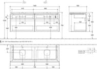 ����� ��� 2 ����������� Villeroy & Boch LEGATO (1400�550�500) ���������, 4 �����, ����� B66900DH