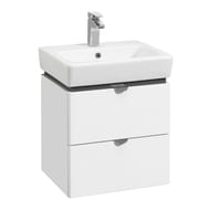 Тумба под раковину AQUATON Скай 50 1A238001SY010 472x404x480 подвес., 2 ящ., белый гл./серый кашемир