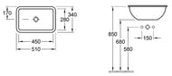 Раковина Villeroy & Boch Loop&Friends 6145 10 R1 (510х340х170) без отверстия ,перелив, ceramicplus