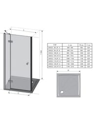 ������� ����� RAVAK SMARTLINE SMSD2-90 A-L (889-906�1900) ��������� �����, ������, ����+Transparent