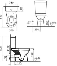 Унитаз-компакт NORM Eisberg with Bidet (355х640х805) с сиденьем,антиб. покр.,функ.биде 9844B099-7204