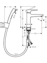 Смеситель Hansgrohe Metropol 32522000 для биде с гигиеническим душем, хром — изображение 2