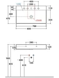 Раковина Globo T-EDGE (800х470х120) подвесная/накладная, без отверстия, черная матовая B6R810AR — изображение 2