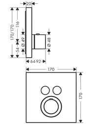 Смеситель Axor ShowerSelect 36715340 для душа встраиваемый, термостат, 2 выхода, шлиф.черный хром — изображение 2