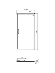 Дверь душевого уголка Ideal Standard CONNECT 2 (1000х1950) откатная, стекло прозрач /матовый черный K9262V3