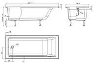 Ванна пристенная Astra-Form Нейт 01010035 (1800х800х656) иск. камень,с ножками в комплекте,белый