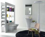 Унитаз приставной Kerasan Aquatech 371801 550х355х420 безободковый, гор. выпуск, без сиденья, белый