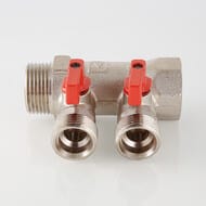 Коллектор VALTEC 3/4" на 2 подв.с шаровыми кранами 1/2"Н никель VTc.580.N.0502