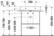 Консоль Duravit DuraSquare 665х451 напольная, с полотенцедержателем, черная матовая 0031014600