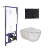 BERGES комплект инсталляции с клавишей смыва L5 черной, унитаз EGO Rimless 4в1 047215