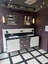 Тумба под умывальник Devon&Devon Jazz3 с мраморной столешницей nero marquina, pure white/fango/хром