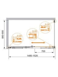 ������� ������ CEZARES PREMIER-SOFT (1480-1520x880-900x2000) W-AH-1-150/90-C-Cr-IV ������ ��/����