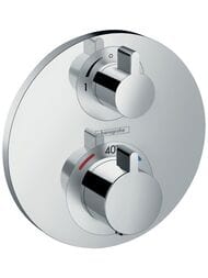 Смеситель Hansgrohe Ecostat S 15758000 термостат, с запорным/перекл вентилем, внеш.часть, хром — миниатюра 1