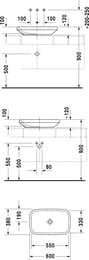 Раковина Duravit DuraStyle 600х380х120 шлиф., антигрязевое покрытие, без перелива 03496000001