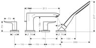 Смеситель Hansgrohe Metris 31442000 на борт ванны, 4 отверстия, ручной душ, двухзахв.,внешняя часть