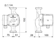 Насос циркуляционный GRUNDFOS UP 20-30 NK 150 для ГВС, 75Вт, без гаек 59643501