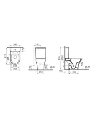 Унитаз-компакт Vitra Zentrum (355х610х830) безободковый, с сиденьем, белый 9824B003-7219