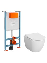 Комплект:Инсталляция Vitra+Унитаз Vitra Mia Round+сиденье, без клавиши смыва 9873B003-7205