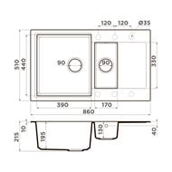 ����� Omoikiri DAISEN 86-2-BL (860�510�215) �������, ���������, ����-������ 4993477