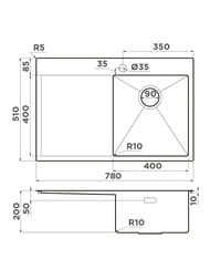 ����� Omoikiri AKISAME 78-LG-R (780�510�200) ������ �������, ���� ������, ��.������� ������ 4973086