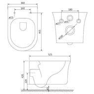 Унитаз подвесной IDDIS Sena (525х360х355) безободковый, каскадный смыв, с сиденьем SENRDSEi25