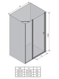 ������� ����� RAVAK CHROME CSD2-100 (975-1005�1950) ���������, ������, �����+Transparent