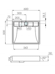 Уценка!Раковина Aquaton Рейн 60 1A72103KRW210 600x500x138 из литого мрамора для стир. машины, графит