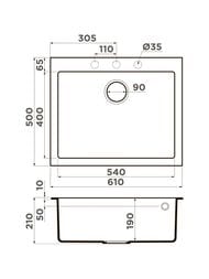 ����� Omoikiri BOSEN 61A GR (610�500�210) ������� ������, ��������, ����-����� 4993825