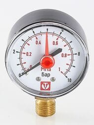 Манометр Valtec, 0-4 бар, 1/4", D50мм, нижнее подключение (радиальная), арт.VT.TM50.DF.02
