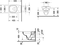 Унитаз подвесной DURAVIT D-CODE 355х545х400 горизонт.выпуск, сиденье без микролифта белый 45351900A1