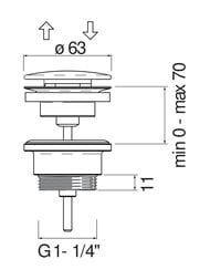 Донный клапан NOBILI нажимной, G1 1/4", черный глянец AV00110/11FLP — изображение 2