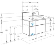 Тумба под раковину AQUATON Мишель 80 800х460х520 подвесная, 4 отделения, белый софт/дуб эндгрейн 1A244501MIX40
