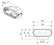 ����� BORA Ecotube 90� �������/�������, �������������� EFR90/1