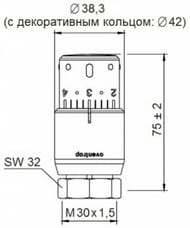 Уценка!Термоголовка Oventrop "Uni SH" Edelstahl М30х1,5, жидкостная, матовая сталь, арт.1012085