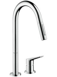 Смеситель Axor Citterio 34824800 для кухни, на 2 отверстия, Eco, вытяжной душ, излив 220, под сталь — миниатюра 1