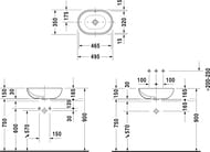 Раковина DURAVIT FOSTER 033550 495х350х165 без площадки под смеситель, перелив, крепление 0335500000