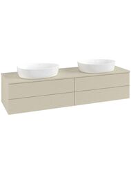 Тумба под умывальник Villeroy & Boch Antao (1600х360х500) 4 ящика, с подсветкой, серый лак L28110HJ — миниатюра 1