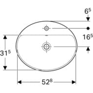 Раковина Geberit VariForm (550х450) встраиваемая, с отв. под смеситель, с переливом 500.720.01.2
