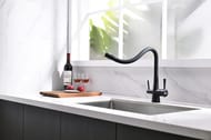 Смеситель для кухни Lemark COMFORT LM3075BL гибкий излив, канал для питьевой воды, черный