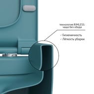Унитаз подвесной Berges EGO XL 540х360х330 безободковый, сиденье с микролифтом, синий темный 082140