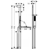 ������� ����� Hansgrohe Pulsify E 100 1jet EcoSmart+ � ������� ������� 900��, ���� 24381000