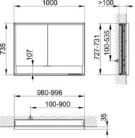 �������-���� Keuco Royal Lumos 1000�735�130 ������������,���������,��������,������. ����.14334171304
