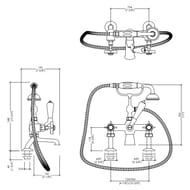 Смеситель на борт ванный Devon&Devon Coventry MARF20/BCR с лейкой и шлангом, хром