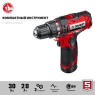 Дрель-шуруповерт ЗУБР Мастер ДШЛ-125-21, 12 В, 1 АКБ (2 Ач), в коробке