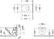 Унитаз подвесной DURAVIT DuraStyle 370х540х355 безободковый, антигрязевое покрытие 25510900001