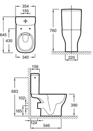 Унитаз с бачком Jacob Delafon STRUKTURA (645х340х760) безободковый UJAJ102-WTE+ETAG212-WTE