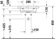 Умывальник DURAVIT DuraStyle 550х400х170 антигряз.покр., отв. под смеситель, перелив 23375500001